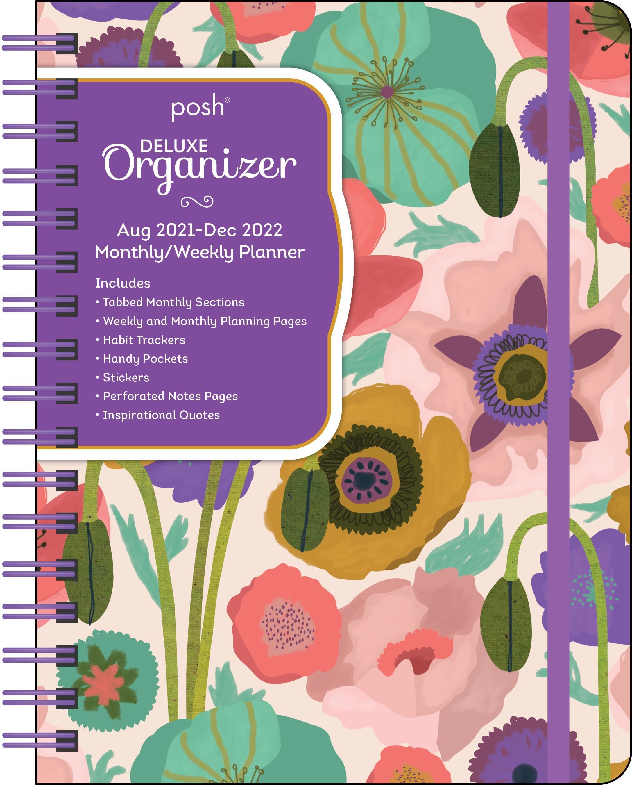 Buy Posh: Deluxe Organizer (Painted Poppies) 17-Month 2021-2022 Monthly/Weekly  Planner Calendar by Andrews McMeel Publishing With Free Delivery