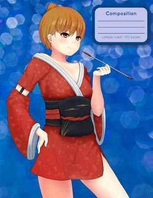 Buy Cute Japanese Anime Girl in Kimono Large Composition by Animeish  Notebooks With Free Delivery 