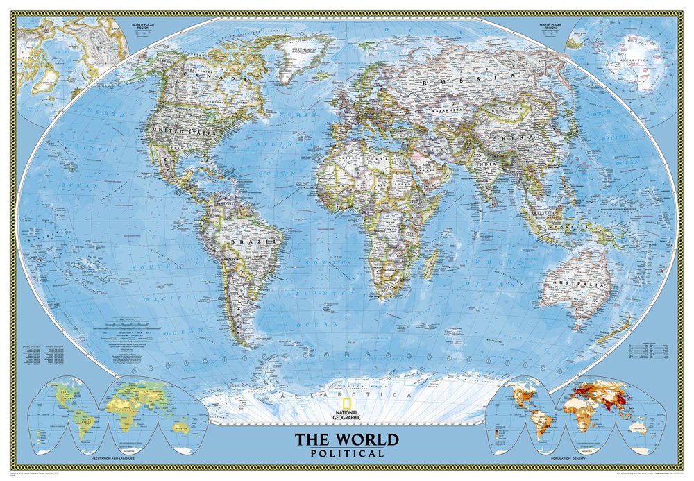 Buy World Classic, Enlarged Wall Maps World by National Geographic Maps ...