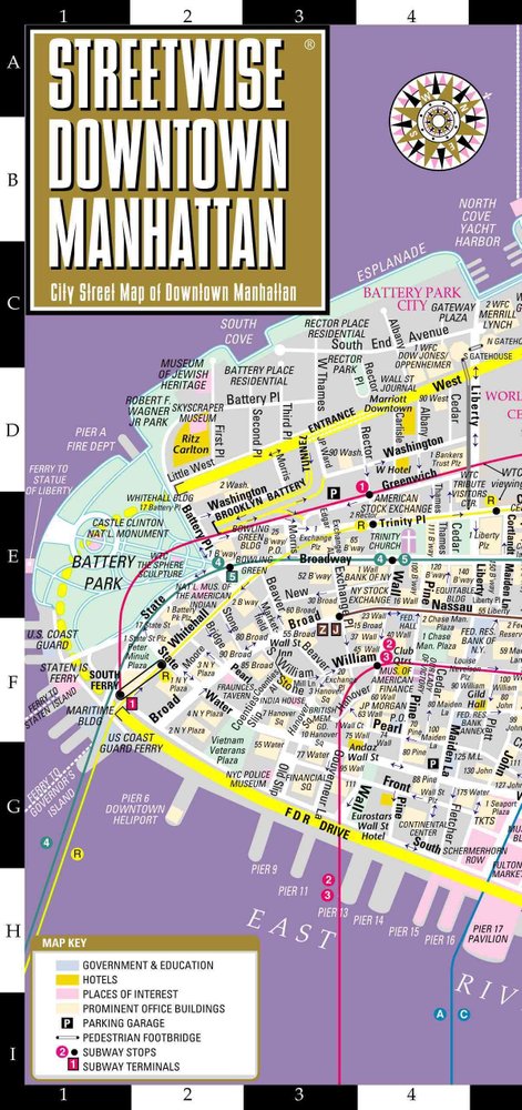 Buy Streetwise Downtown Manhattan Map - Laminated City Street Map of ...