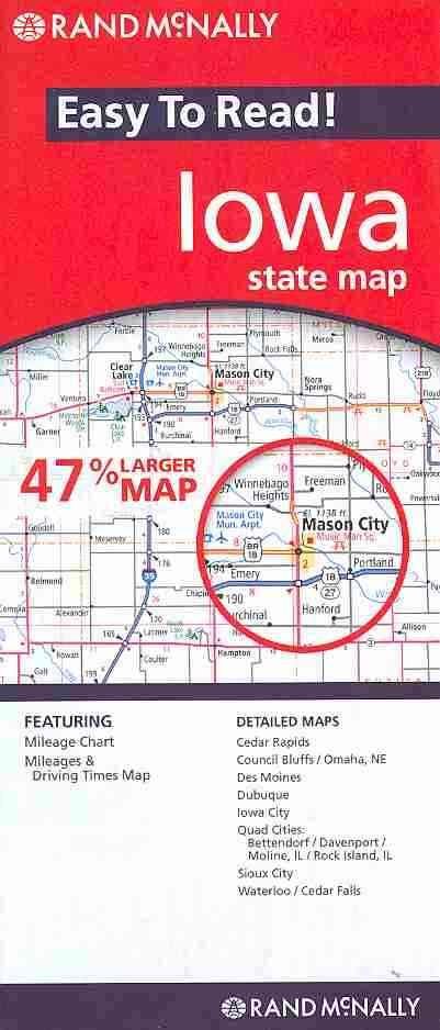 Rand Mcnally Mileage Chart Buy Rand Mcnally Easy To Read! Iowa State Map By Rand Mcnally With Free  Delivery | Wordery.com