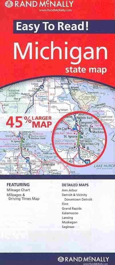 Buy Rand Mcnally Easy To Read Michigan State Map By Rand Mcnally With Free Delivery 8674