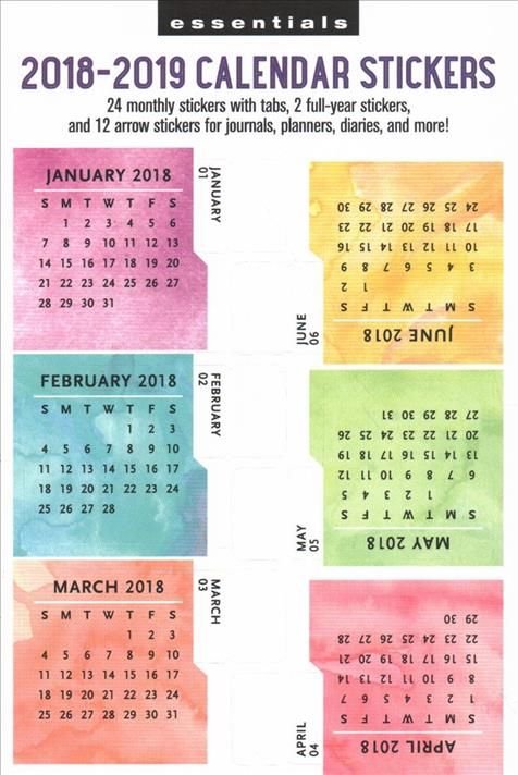 Buy 2018-2019 Multicolored Monthly Calendar Stickers by Inc Peter ...